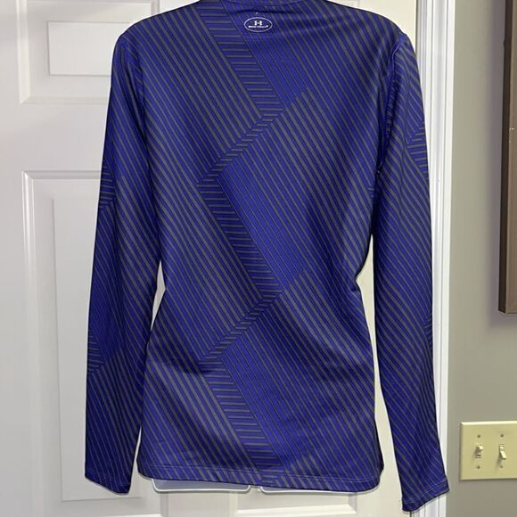 Under Armour Women’s Purple/Gray HeatGear Long Sleeve Striped Pullover-large - Picture 8 of 16